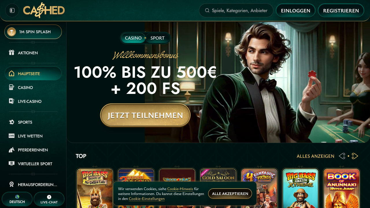 Cashed Casino interface